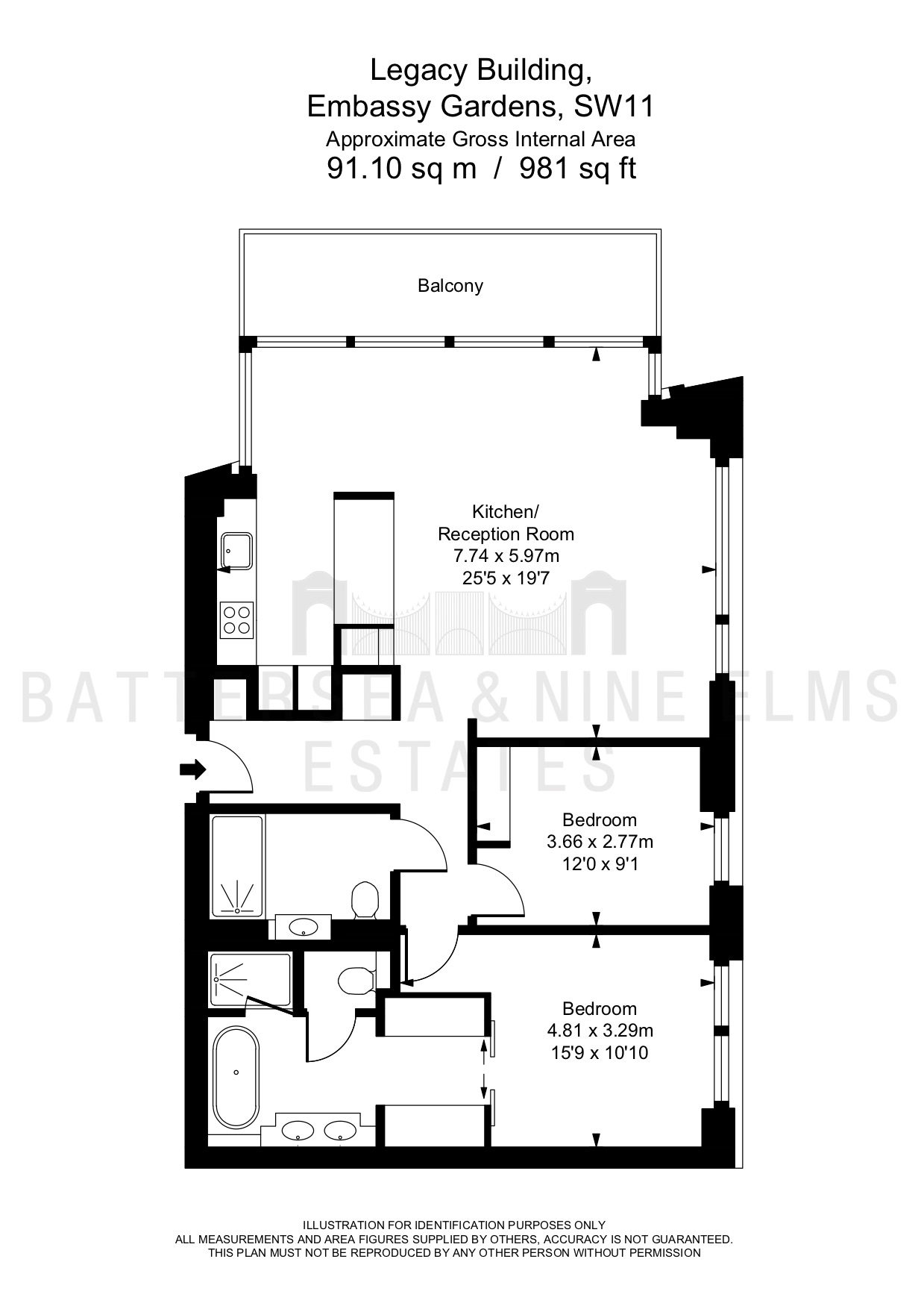 2 Bedrooms Flat to rent in Viaduct Gardens, London SW11