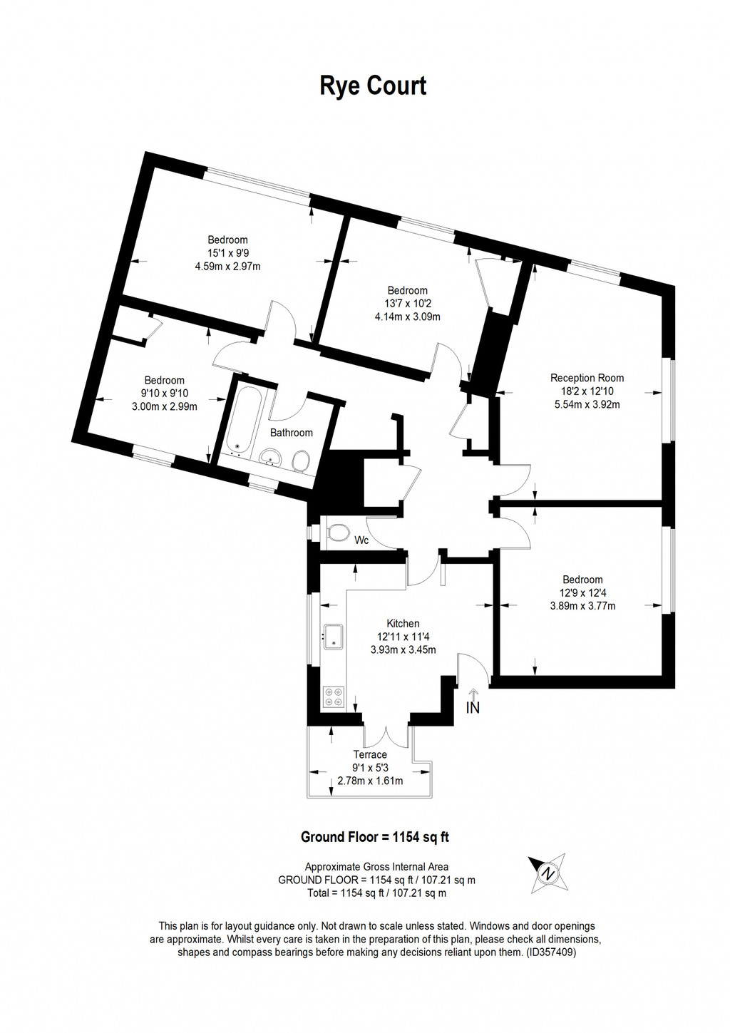 Flat 1 Rye Court, 214, Peckham Rye, East Dulwich floorplan