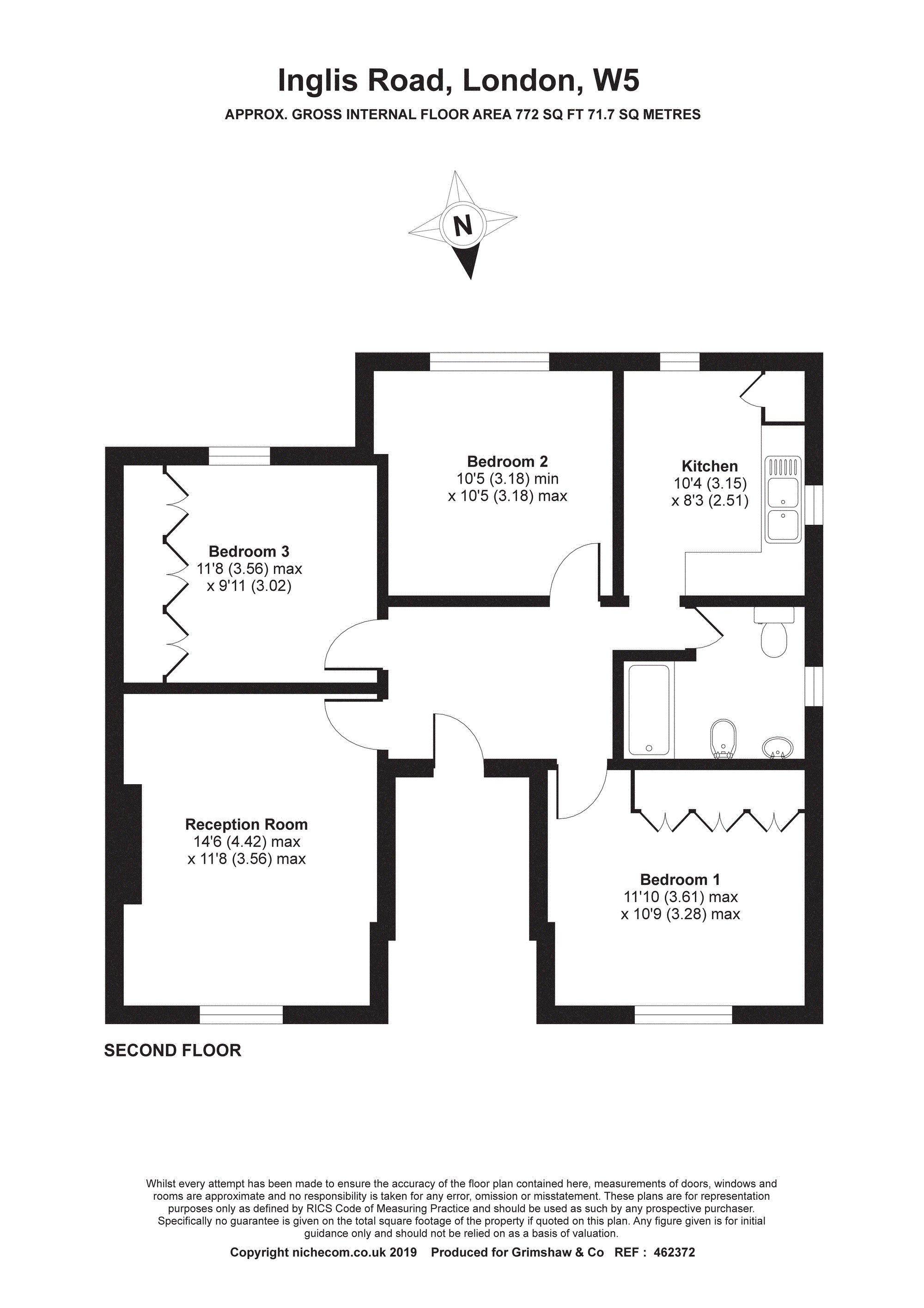 3 Bedrooms Flat for sale in Inglis Road, Ealing, London W5