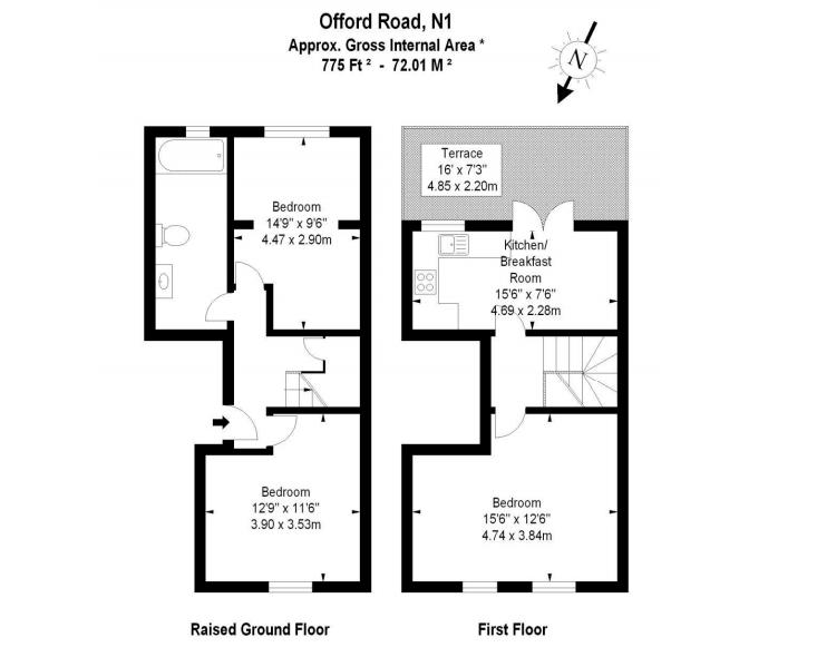 2 Bedrooms Flat to rent in Offord Road, Islington, London N1