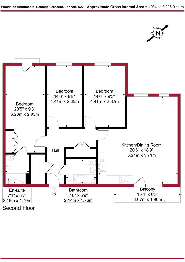 Flat 12, Woodside Apartments 2A, Canning Crescent, London floorplan