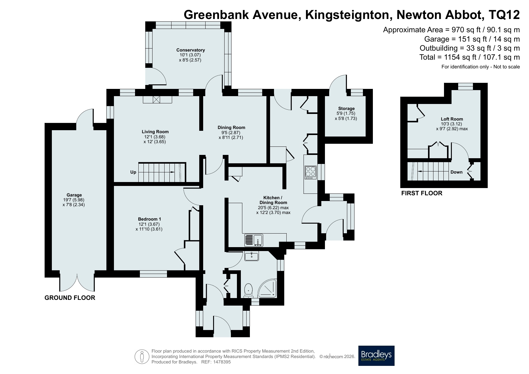 4 Greenbank Avenue, Kingsteignton Newton Abbot Devon, Devon floorplan