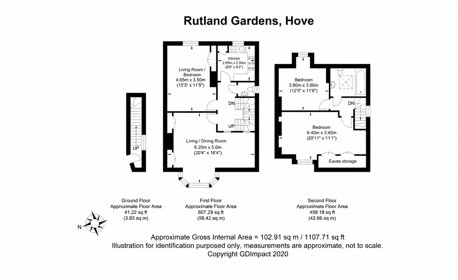 First and Second Floor, 55, Rutland Gardens, Hove floorplan