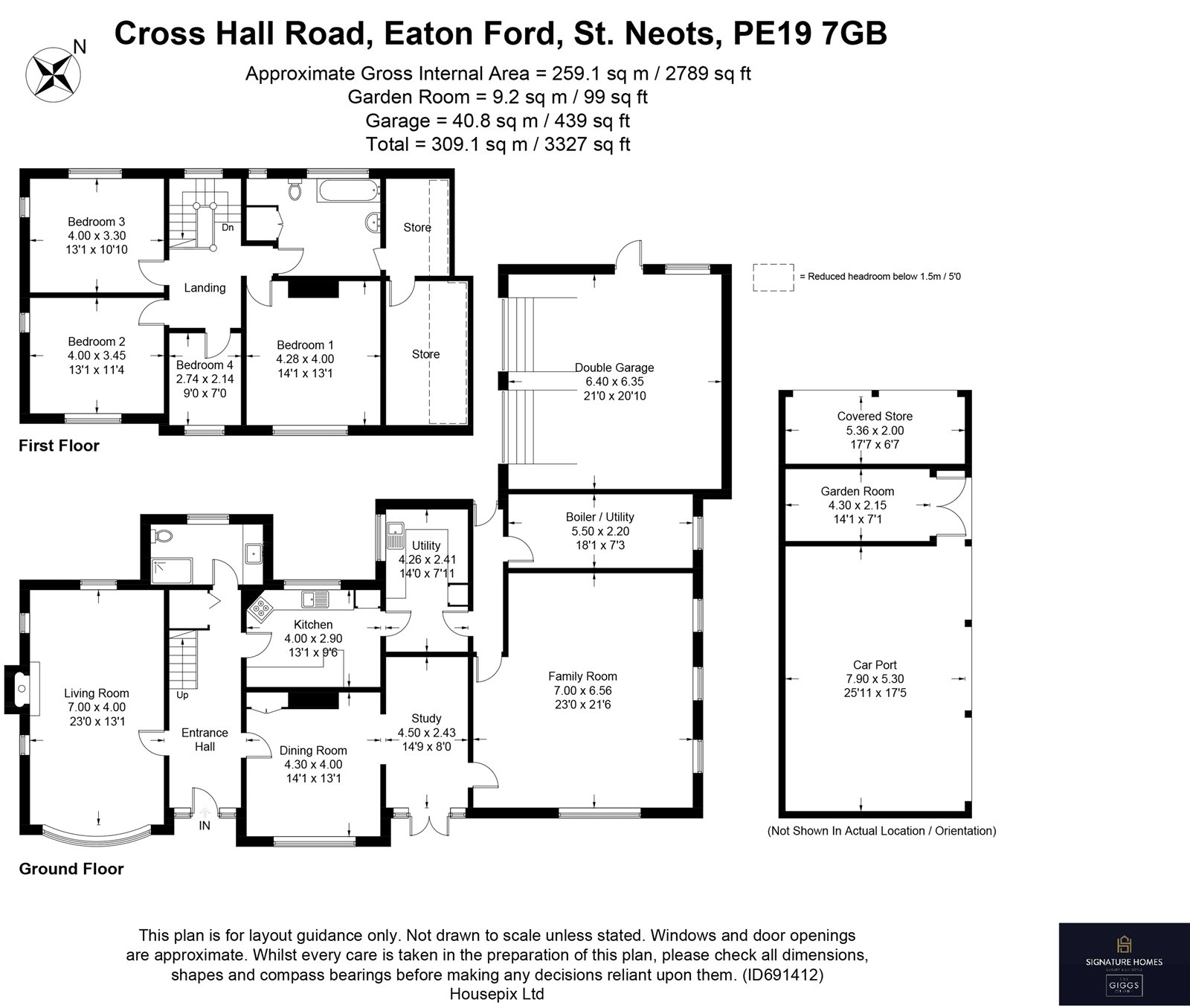 Crosshall Road, Eaton Ford, St. Neots PE19, 4 bedroom detached house