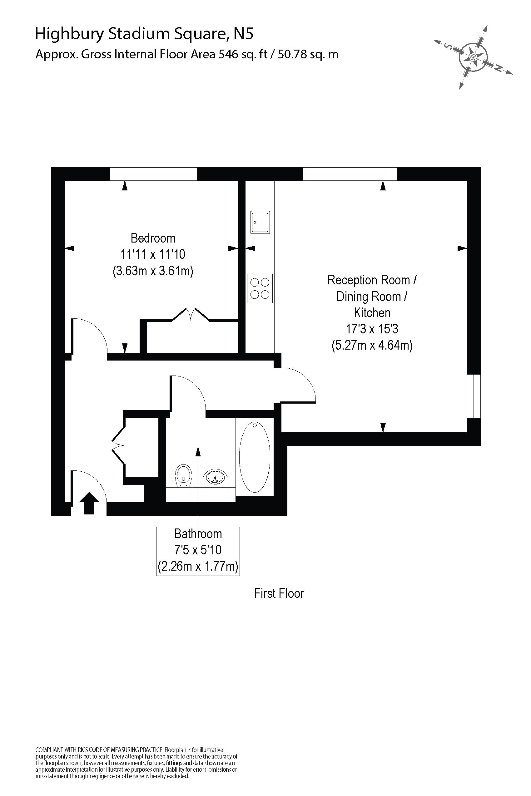 1 Bedrooms Flat to rent in Southstand Apartments, Highbury Stadium Square, London N5