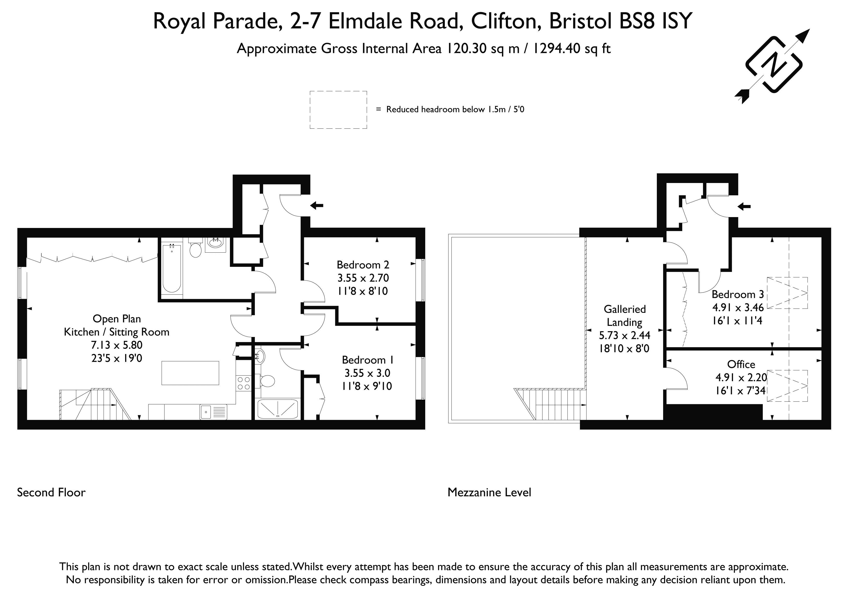 2nd & 3rd Floor Flat, 214 Royal Parade, 2-7, Elmdale Road, Bristol floorplan