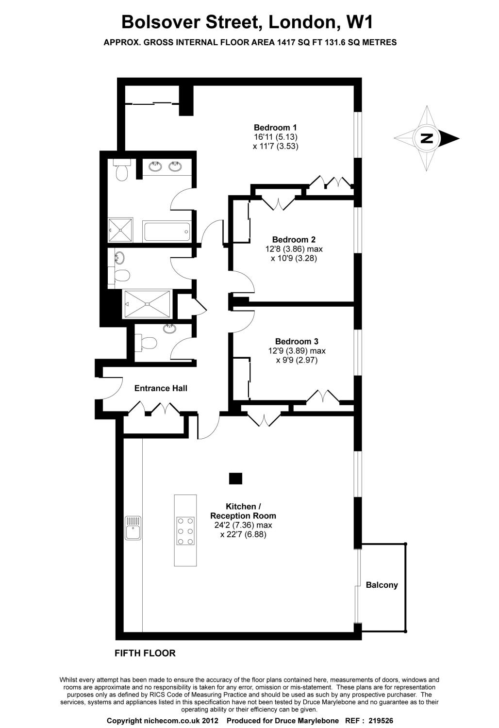 3 Bedrooms Flat to rent in Fitzrovia Apartments, 50 Bolsover Street, London W1W