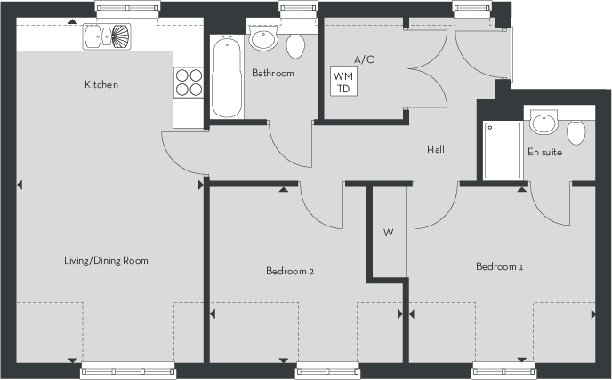 2 Bedrooms Flat for sale in 