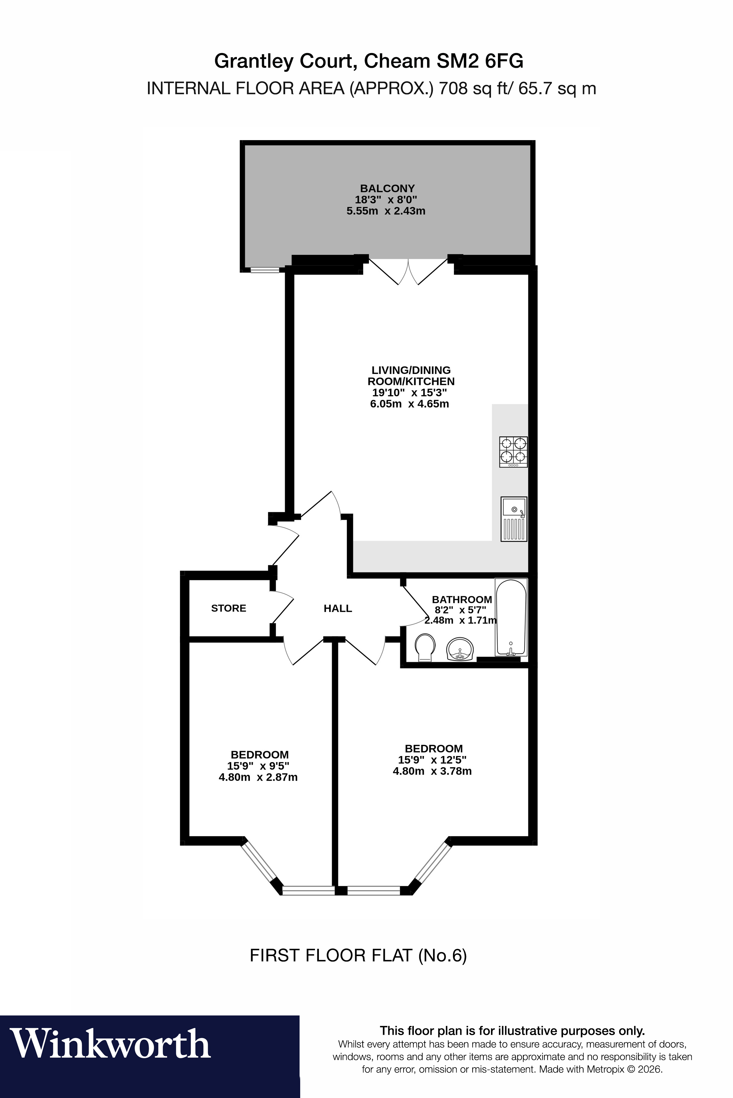 Flat 26, Grantley Court, 1, Holly Oak Close, Sutton floorplan