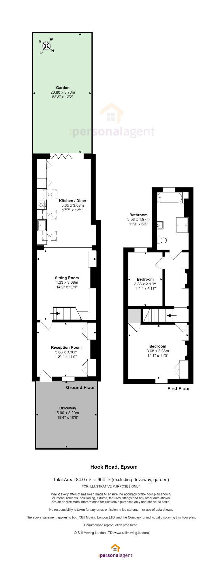 2 Bedrooms Terraced house for sale in Hook Road, Epsom, Surrey KT19