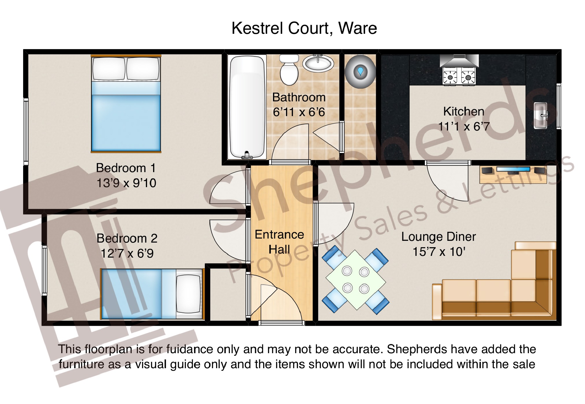 2 Bedrooms Flat for sale in Kestrel Court, Ware, Hertfordshire SG12