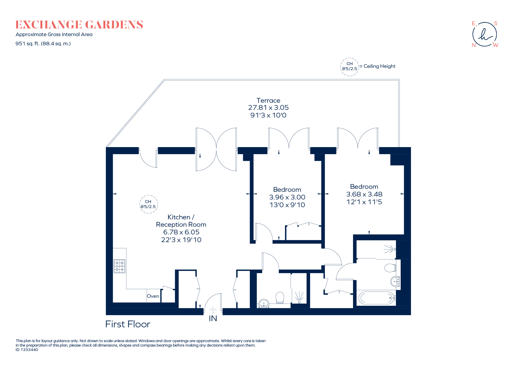 Flat 1, 6, Exchange Gardens, London floorplan