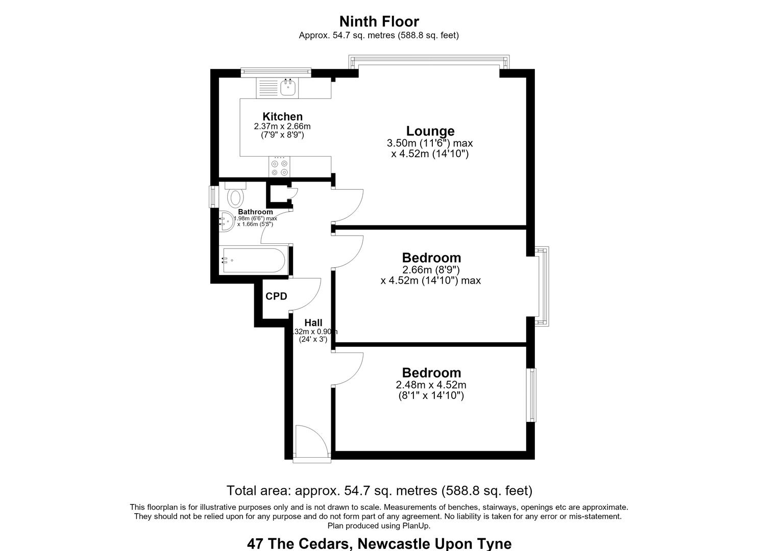 Flat 47, The Cedars, Park Road, Newcastle Upon Tyne floorplan