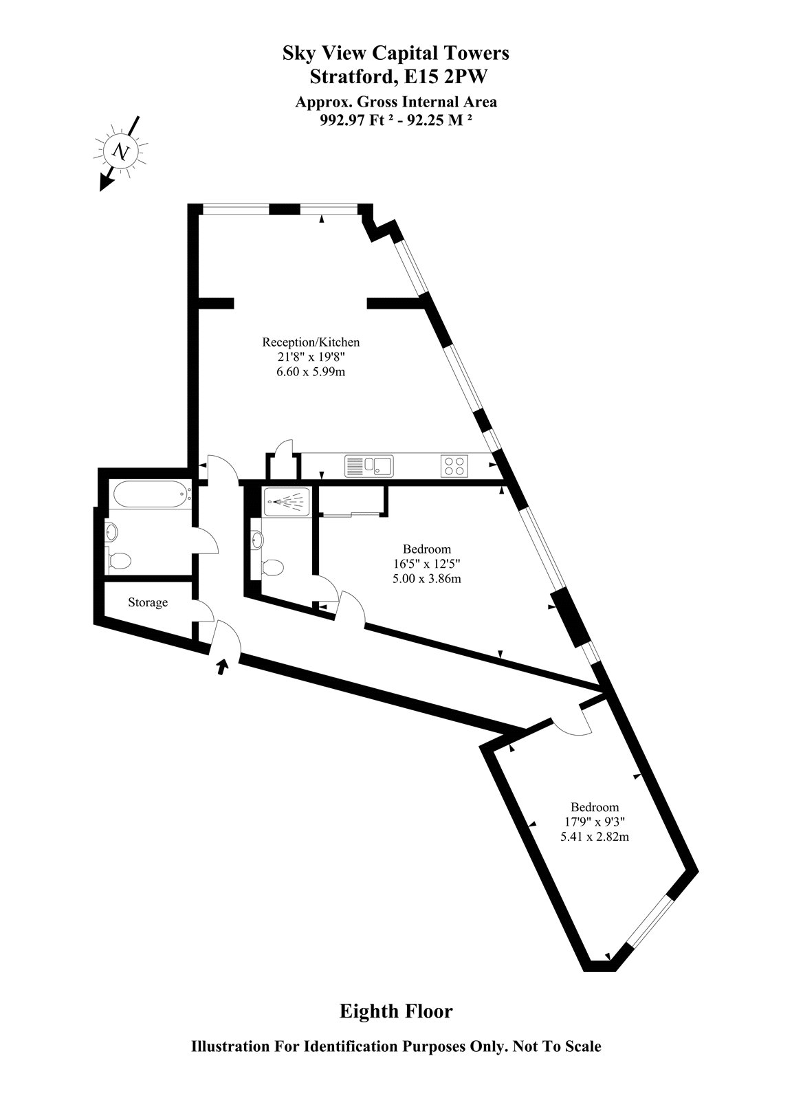 2 Bedrooms Flat to rent in Sky View Tower, Stratford E15