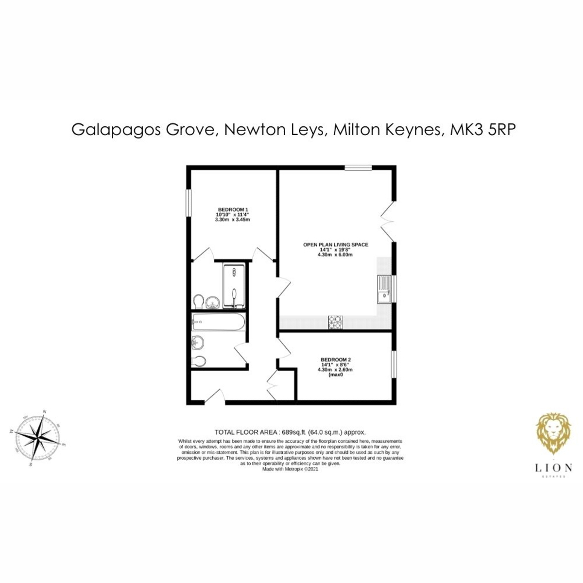 Flat Flat 6, 23, Galapagos Grove, Milton Keynes floorplan
