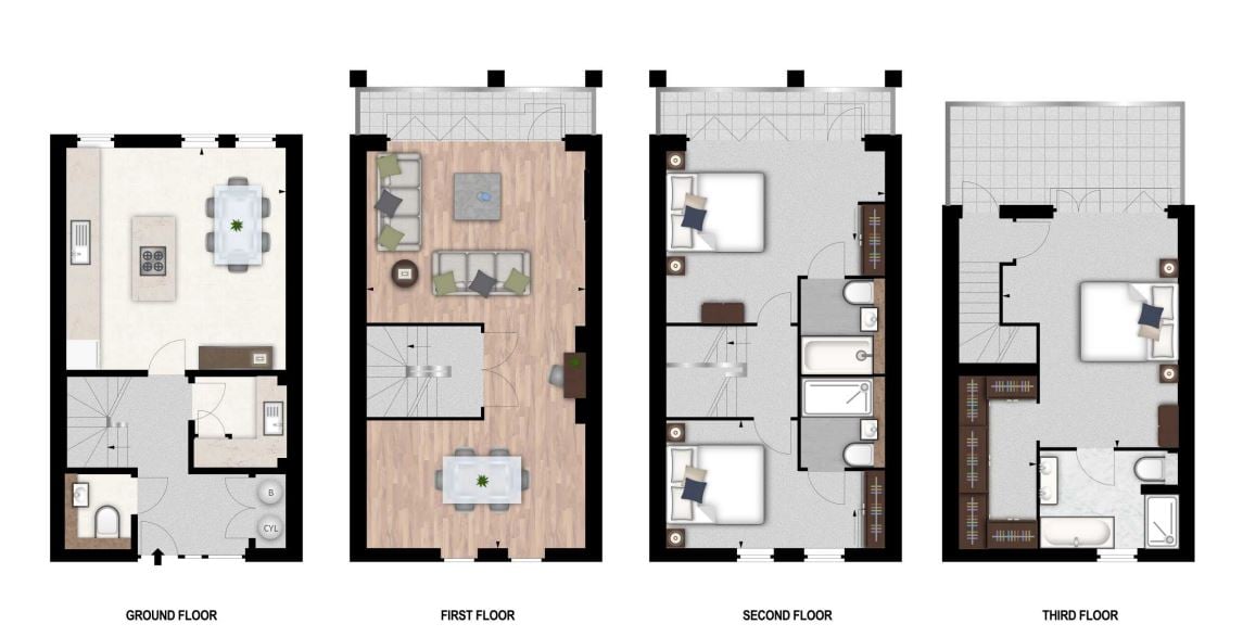 Oxbridge Terrace Townhouse 4, Palace Wharf, Rainville Road, London floorplan
