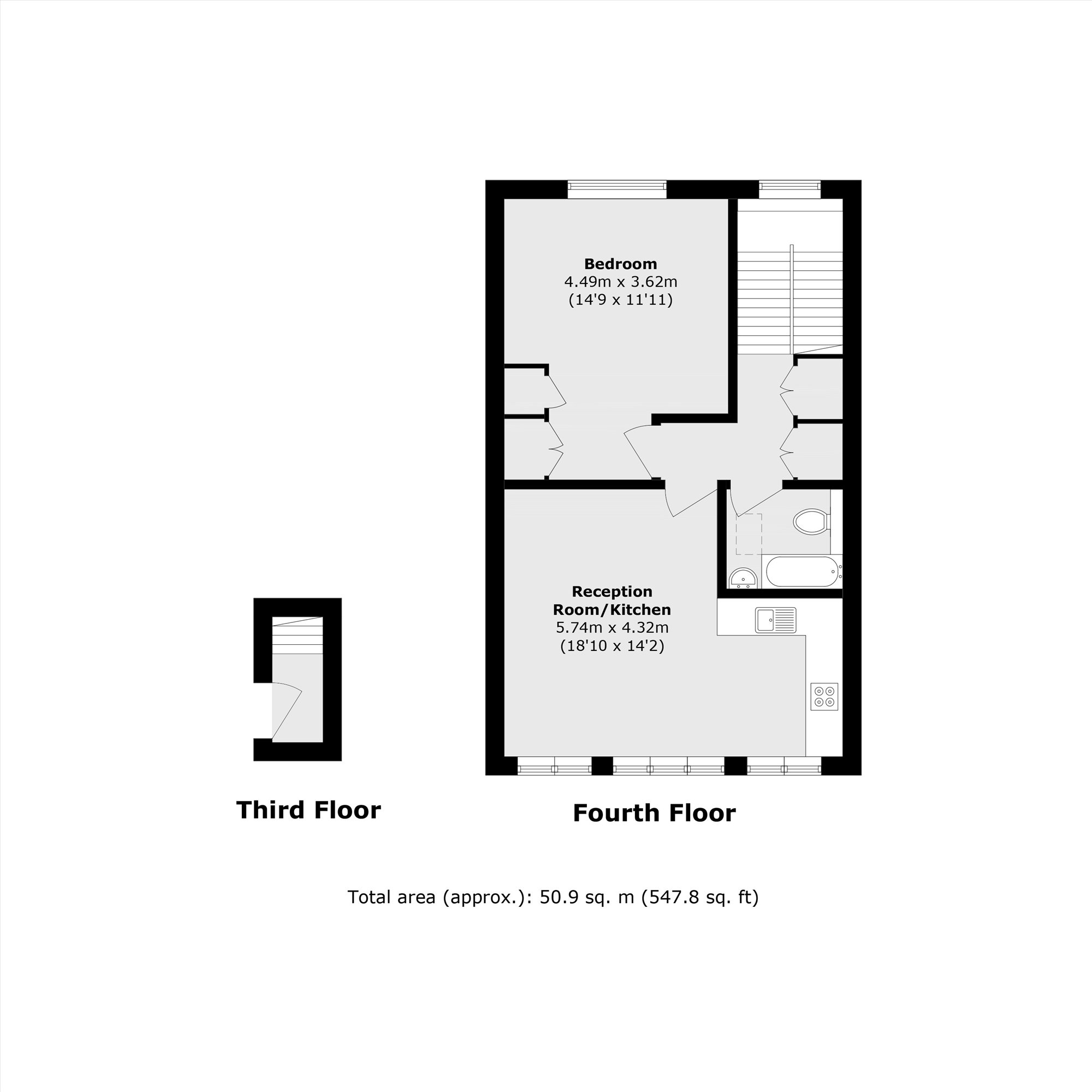 Flat 4, 3, Leinster Square, London floorplan