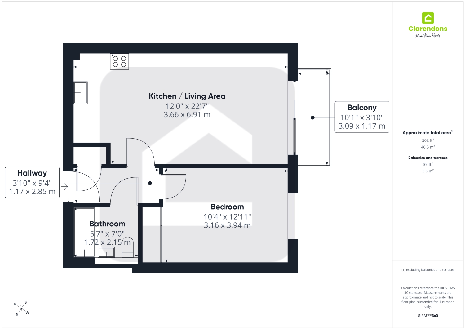 202 Canalside, Watercolour, Merstham floorplan