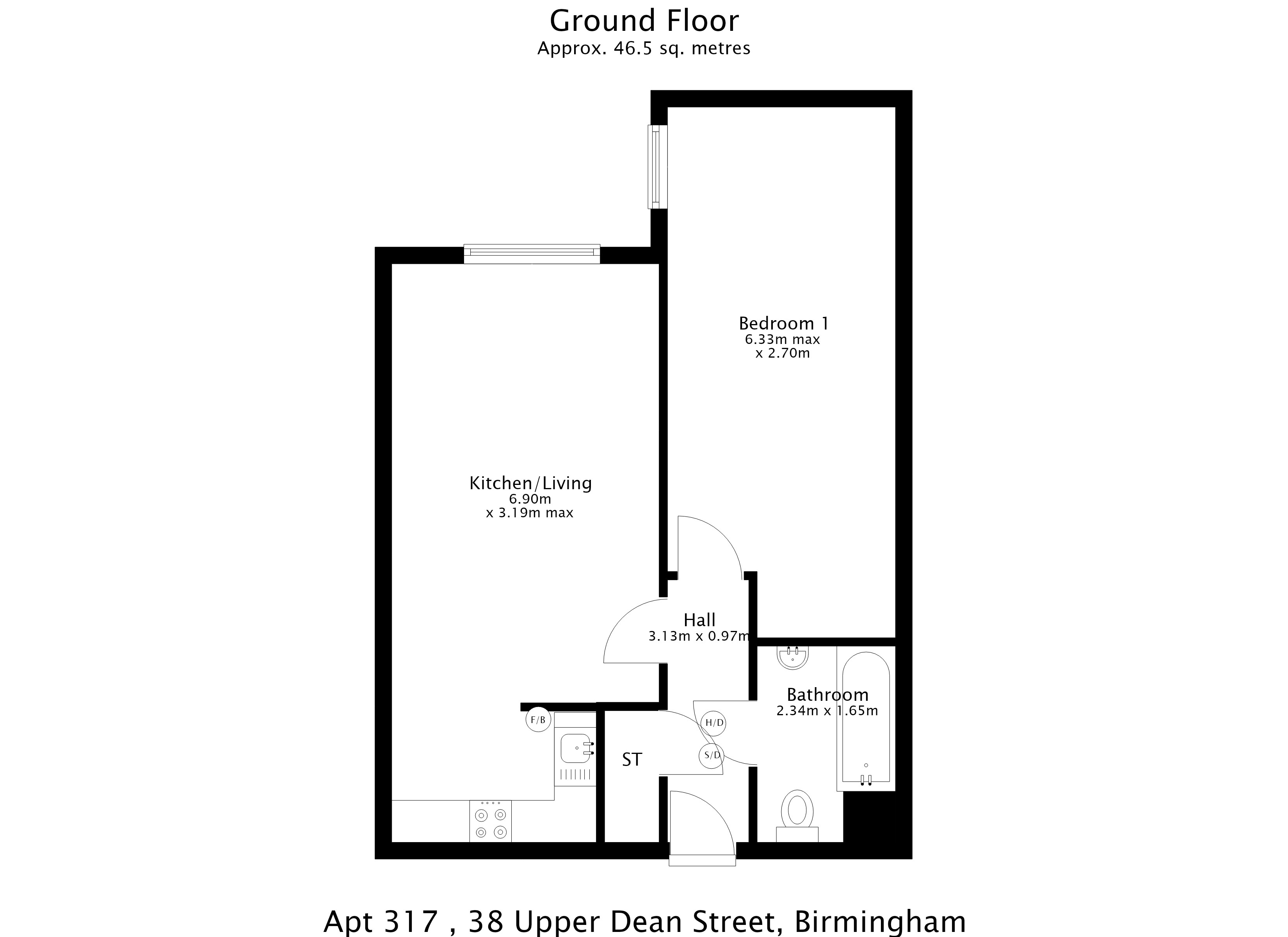 Apartment 317, 38, Upper Dean Street, West Midlands floorplan