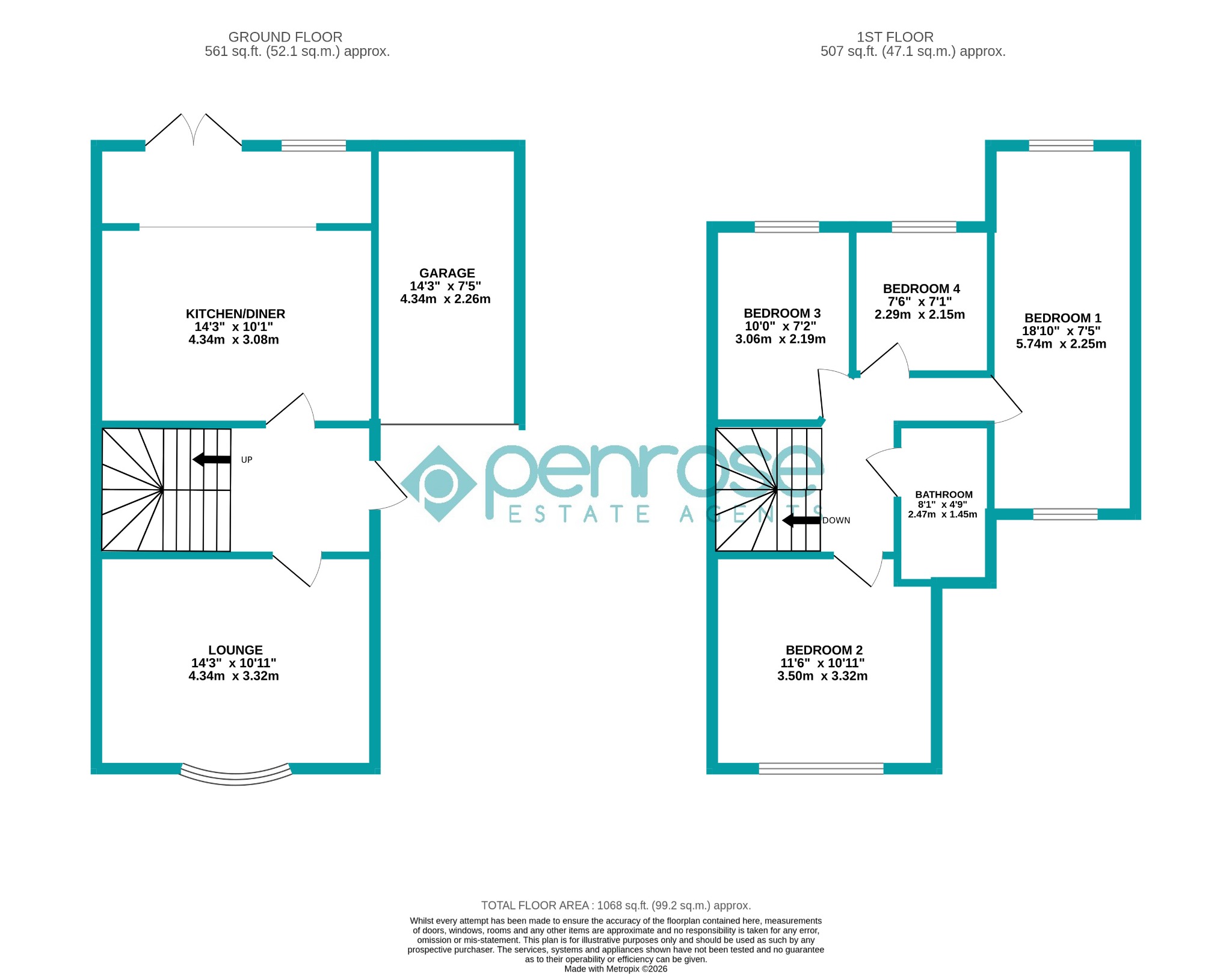 8 Roman Gardens, Houghton Regis, Bedfordshire floorplan