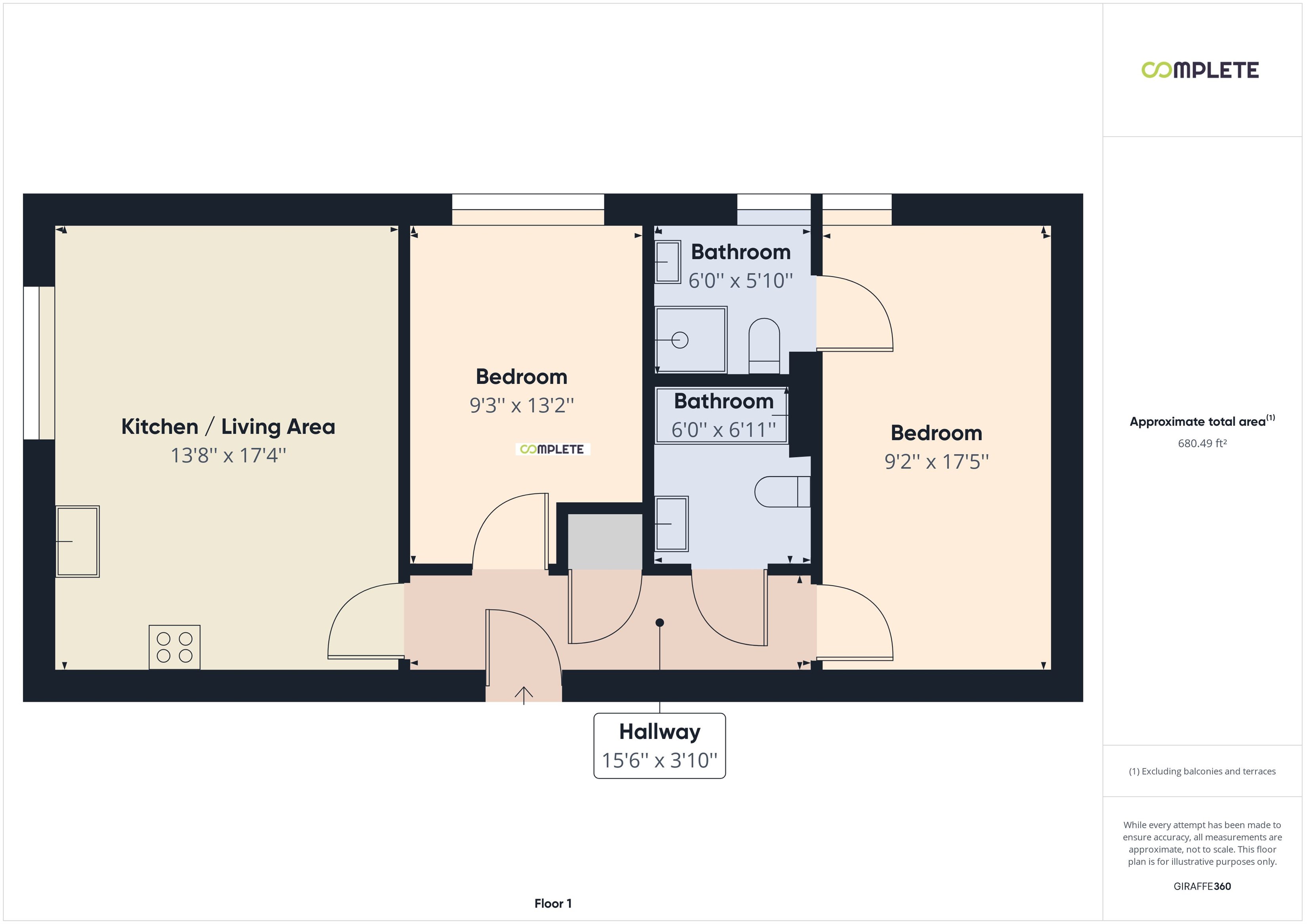 Flat 1 Chapel Apartments, Union Terrace, Union Terrace, York floorplan