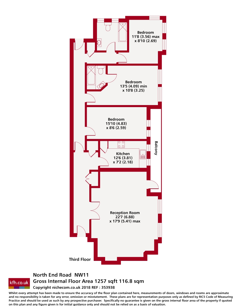 13 West Heath Court,, North End Road, London floorplan
