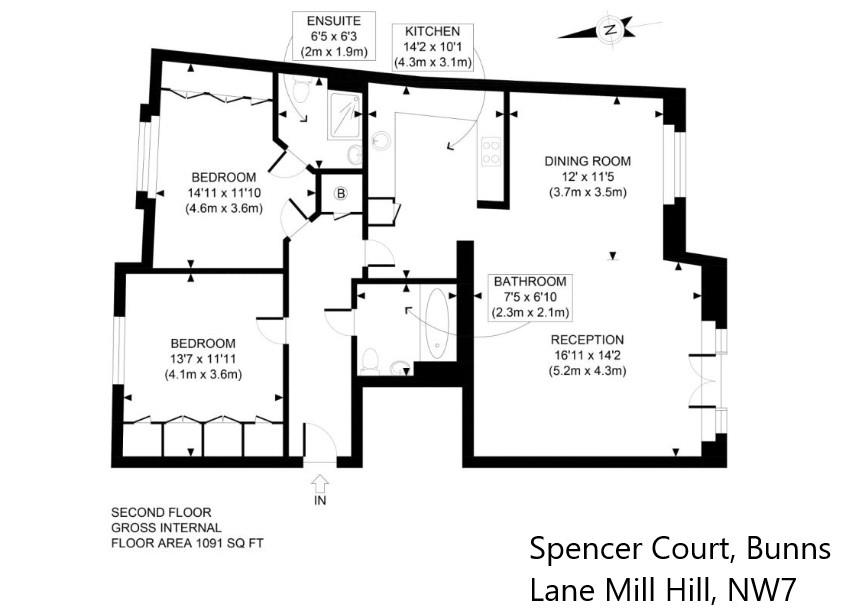 6 Spencer Court, Rosebery Place, Mill Hill, NW7, Mill Hill floorplan