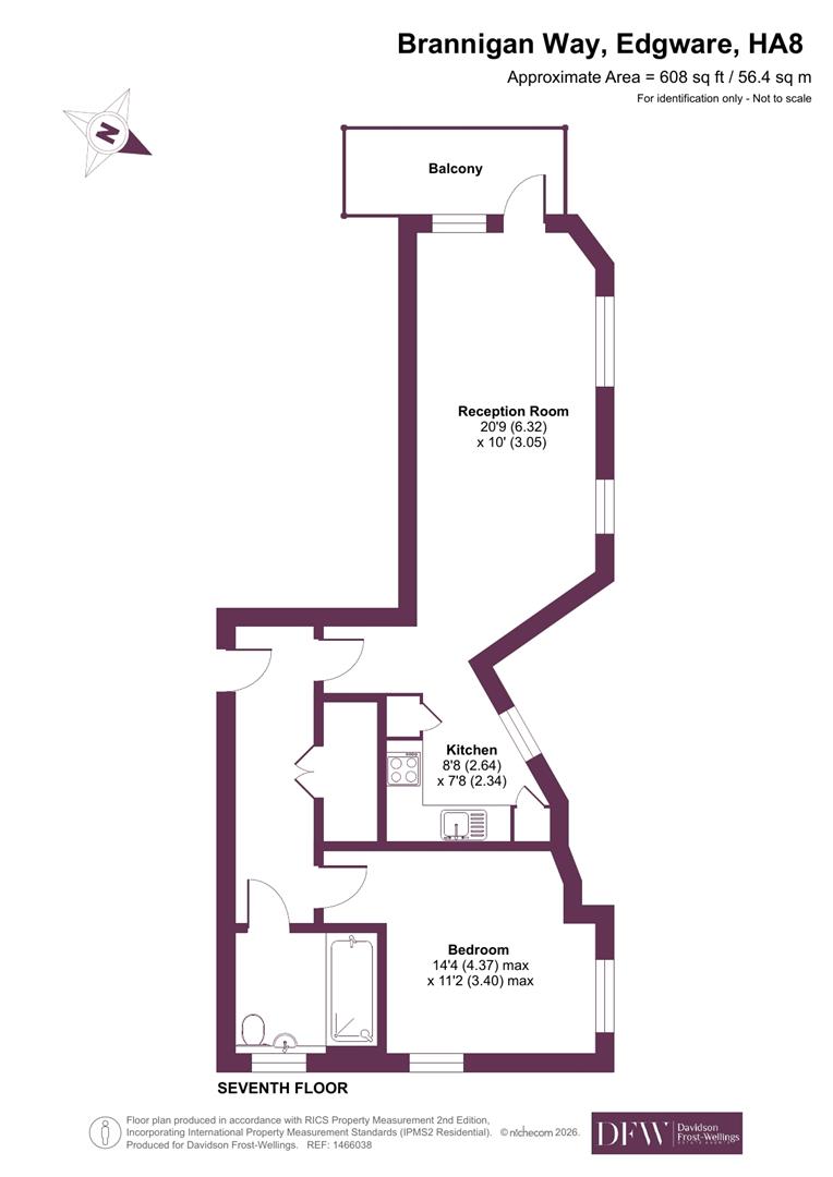 34 Hallington Court, 6, Brannigan Way, Edgware floorplan