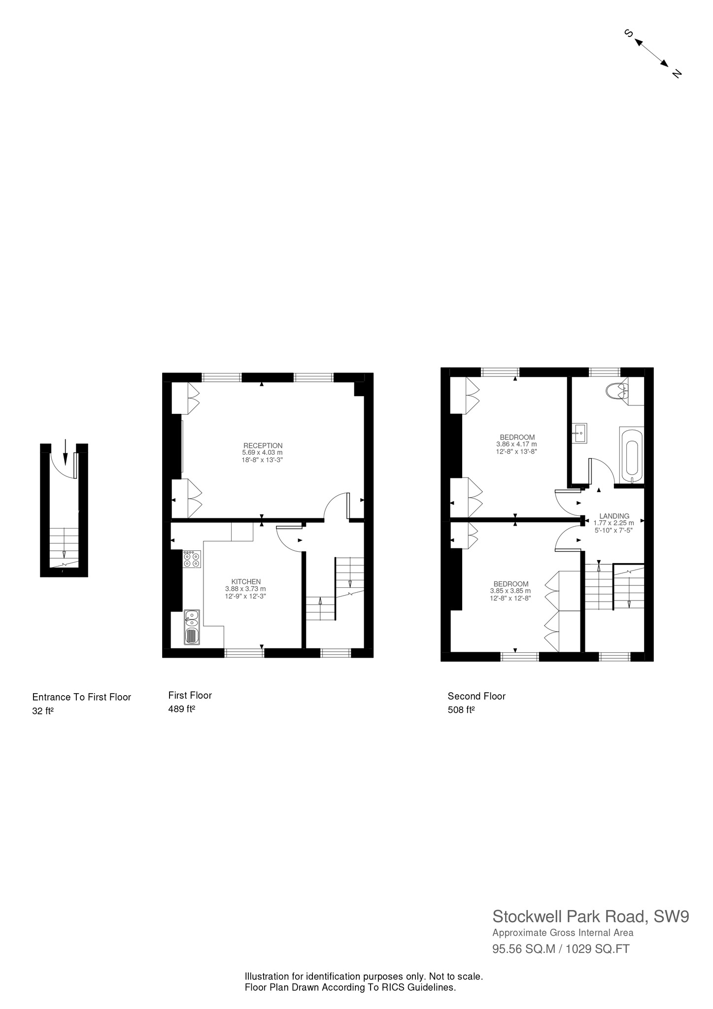 Flat B, 87, Stockwell Park Road, London floorplan