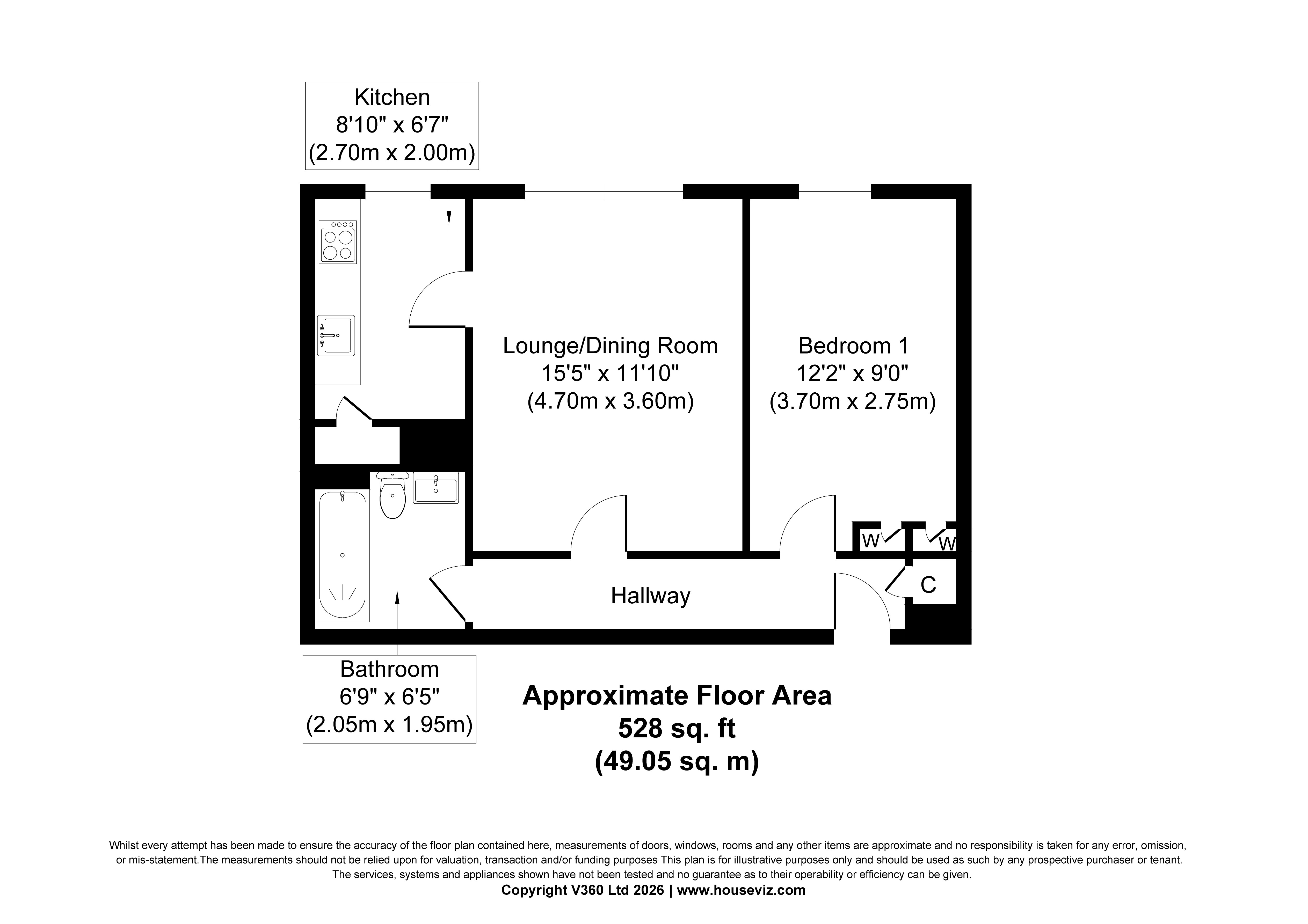Flat 1, 11th floor, 12, Dobbies Loan Place, Glasgow floorplan