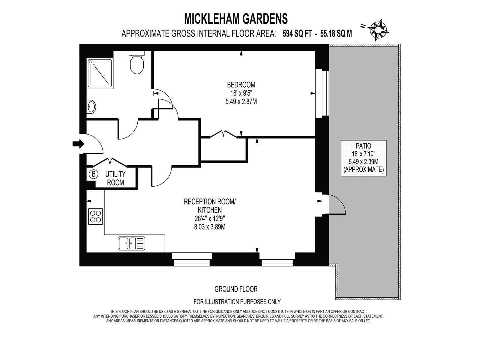 Flat 8, 32, Elizabeth House, Mickleham Gardens, Cheam floorplan
