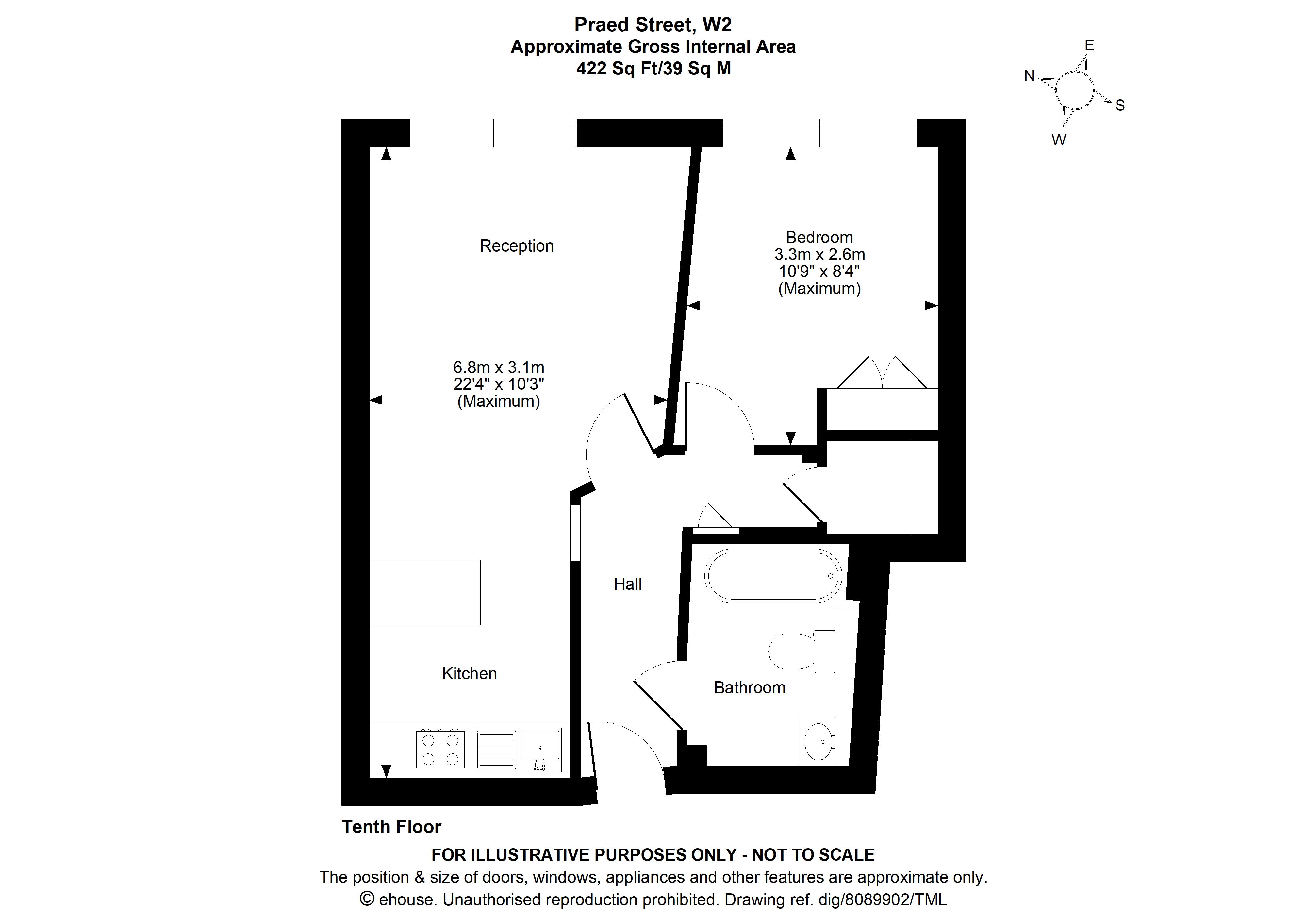 Flat 1007, Balmoral Apartments, 2 Praed Street, London floorplan