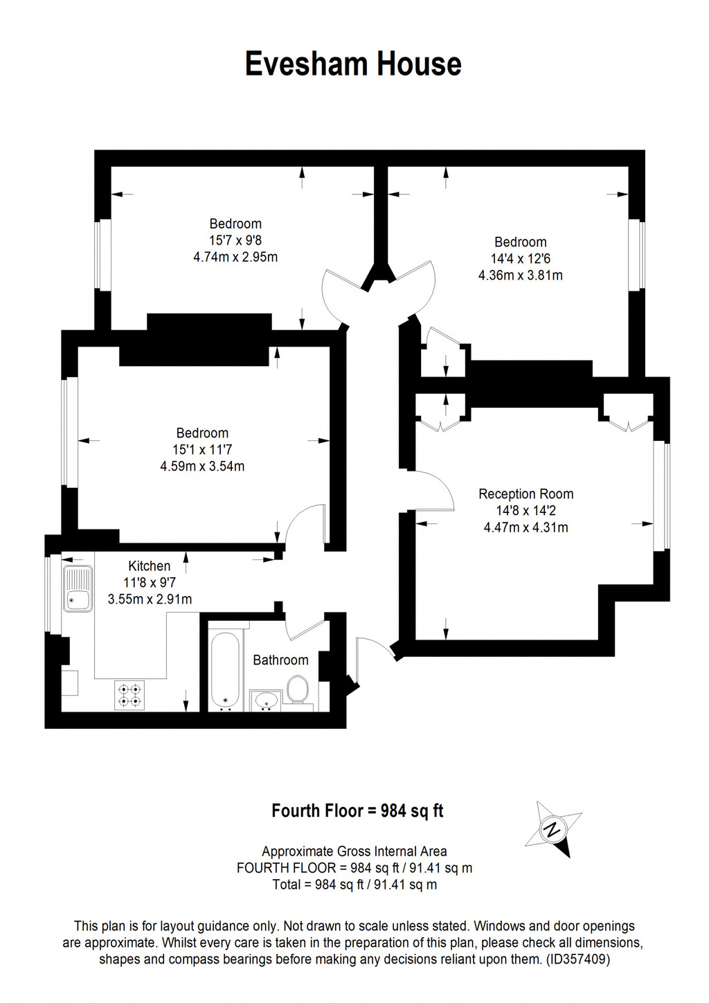 Flat 24 Evesham House, Old Ford Road , Bethnal Green  floorplan