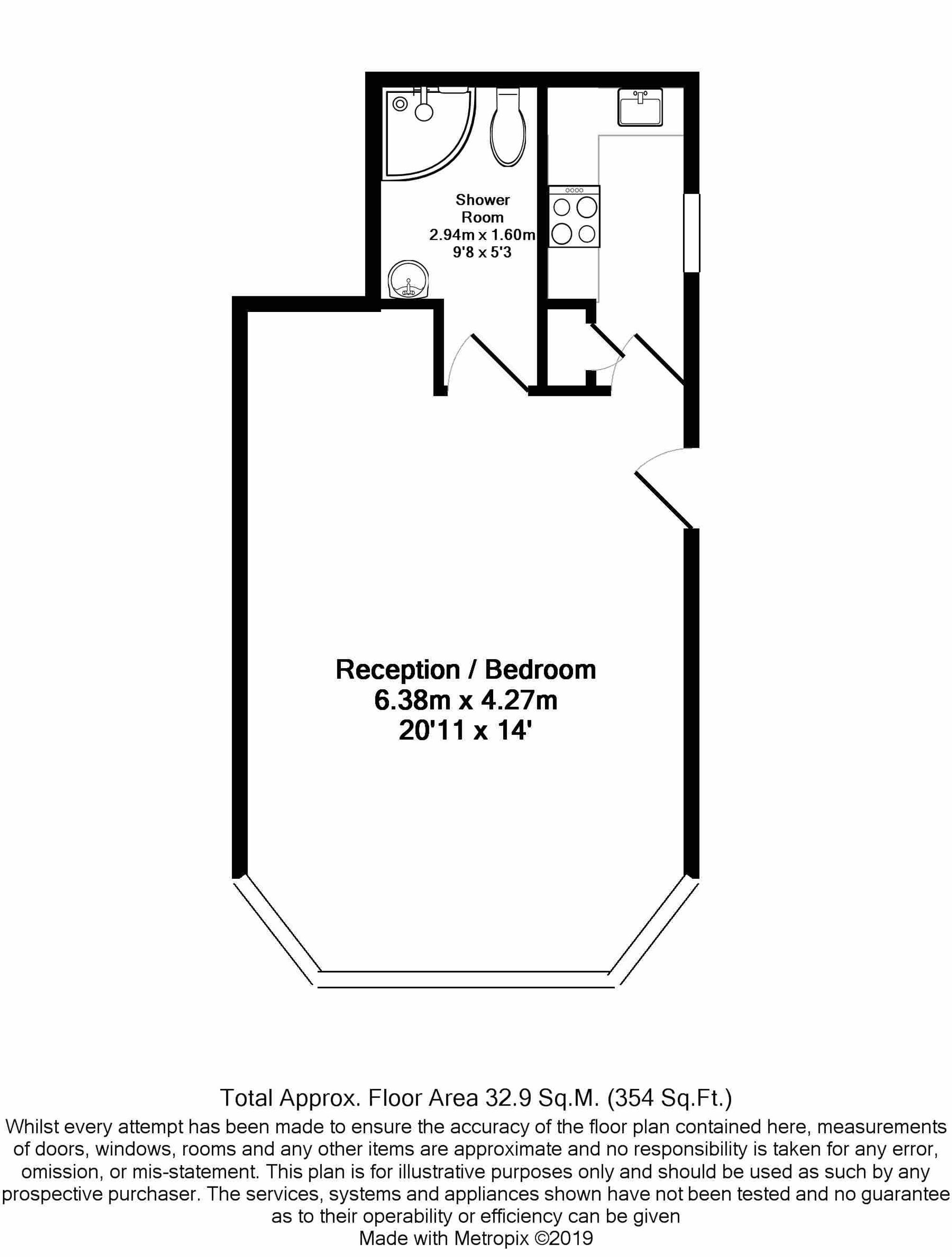 Flat C, 57 Wolsey Road, East Molesey floorplan