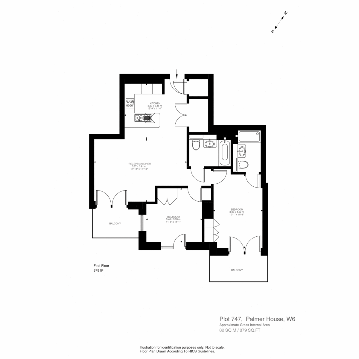 Flat 747, Palmer House, Parr's Way, London floorplan