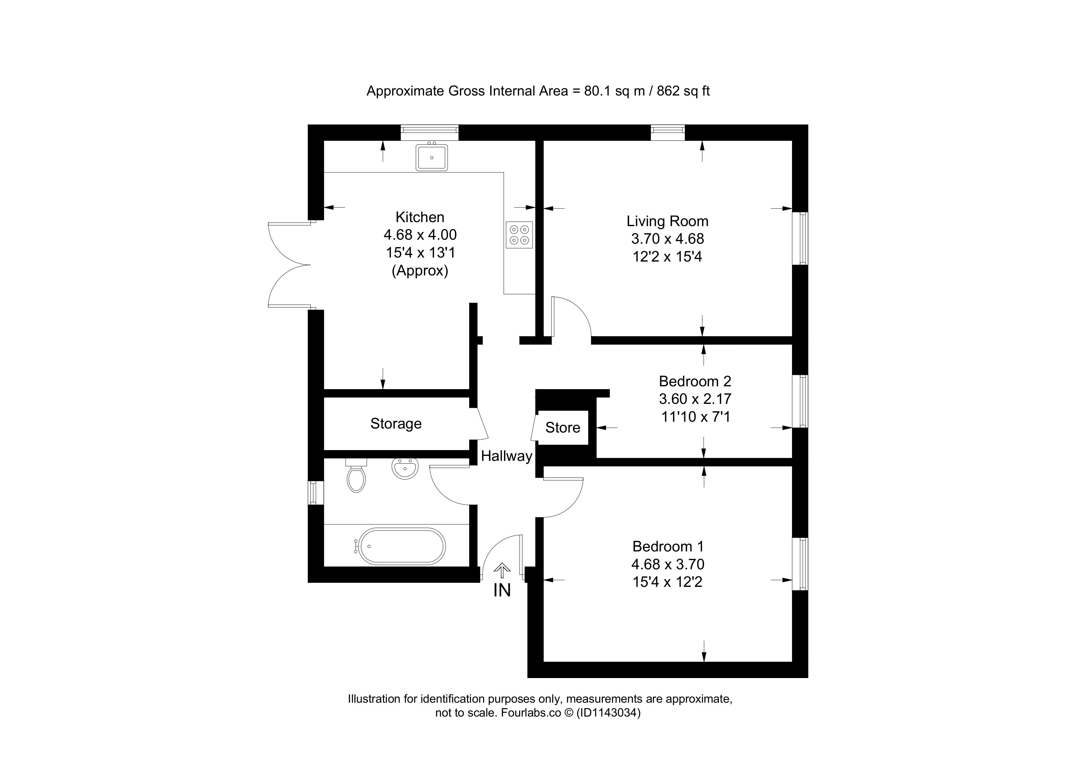 Flat 2, 36, Galapagos Grove, Bletchley floorplan