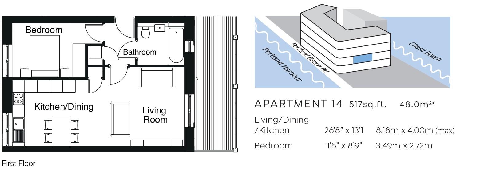 Apartment 14, No 1 Chesil Beach, Ferrymans Way, Weymouth floorplan
