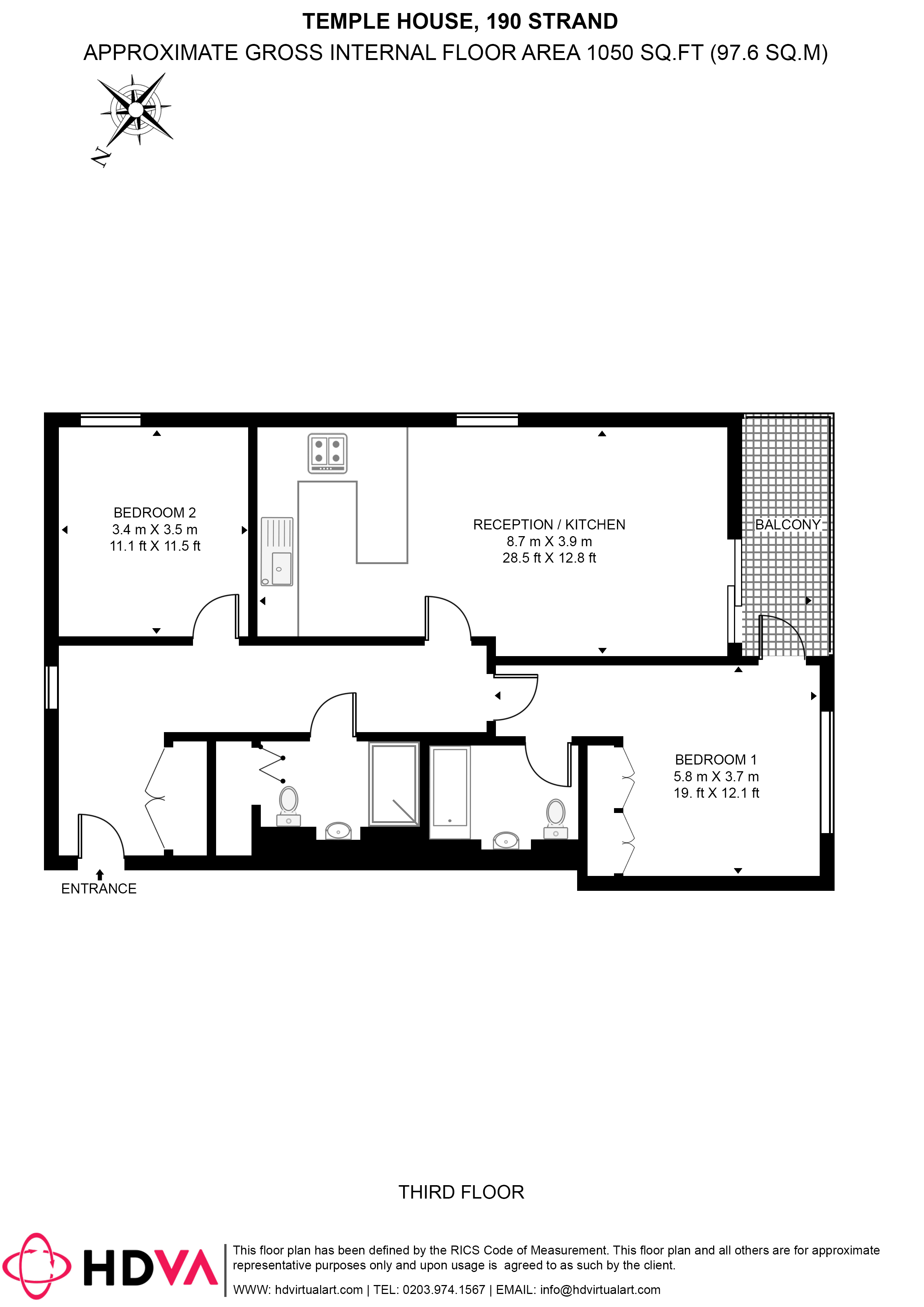 Apartment 9, Temple House, 190, Strand, London floorplan