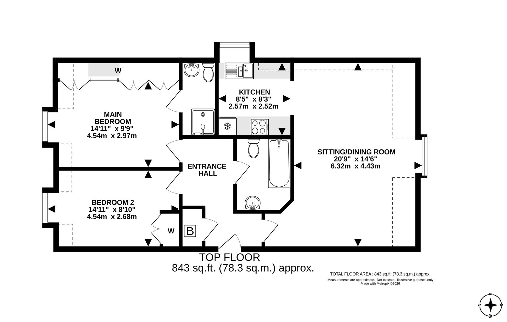 Flat 9, Sandhills, 42 Meade Court, Walton On The Hill floorplan