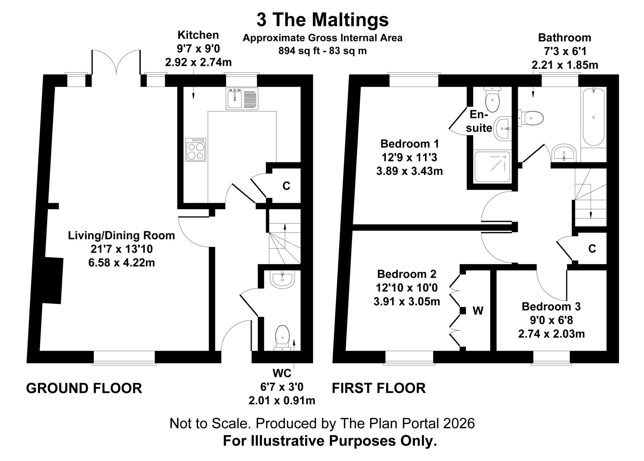 3, The Maltings, Blandford St Mary floorplan