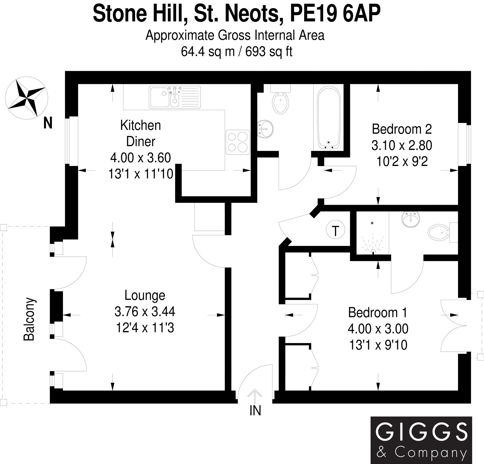 2 Bedrooms Flat for sale in Stone Hill, St. Neots, Cambridgeshire PE19