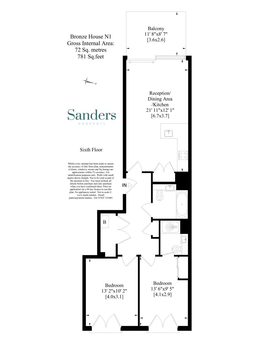 Flat 21 Bronze House, 6, Sterling Way, Islington floorplan