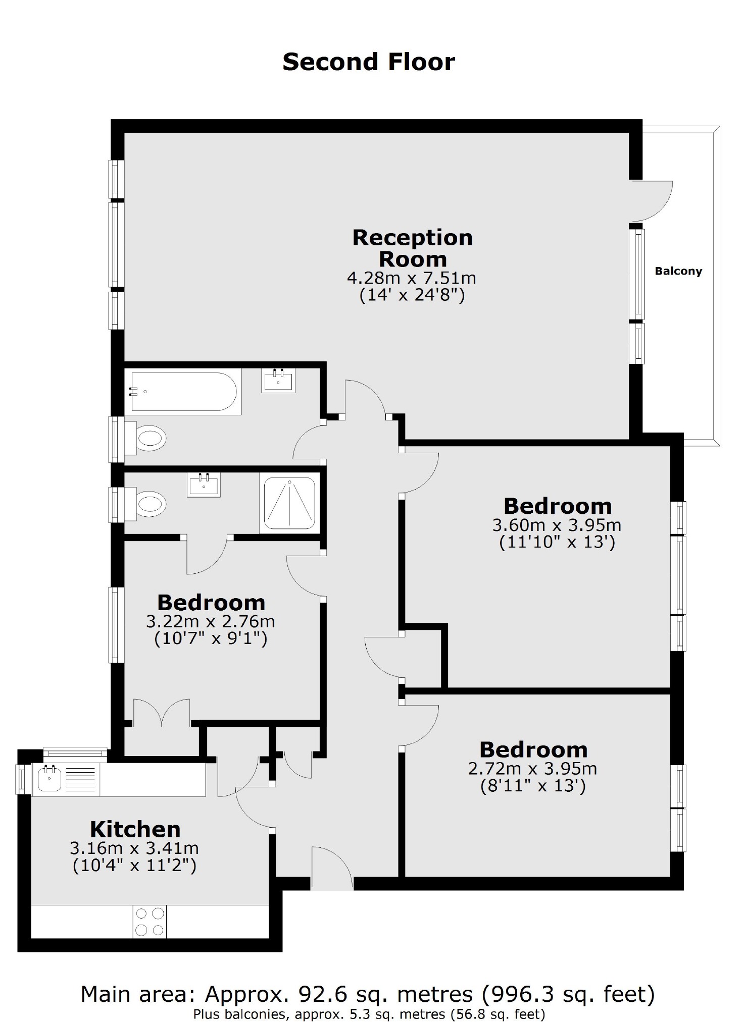 Flat 14, Chivelston, 78, Wimbledon Park Side, London floorplan