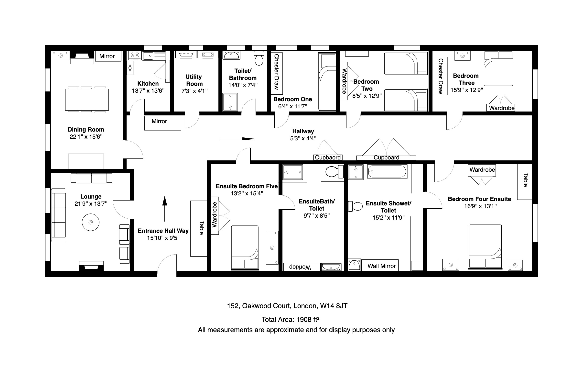 152, Oakwood Court, London floorplan