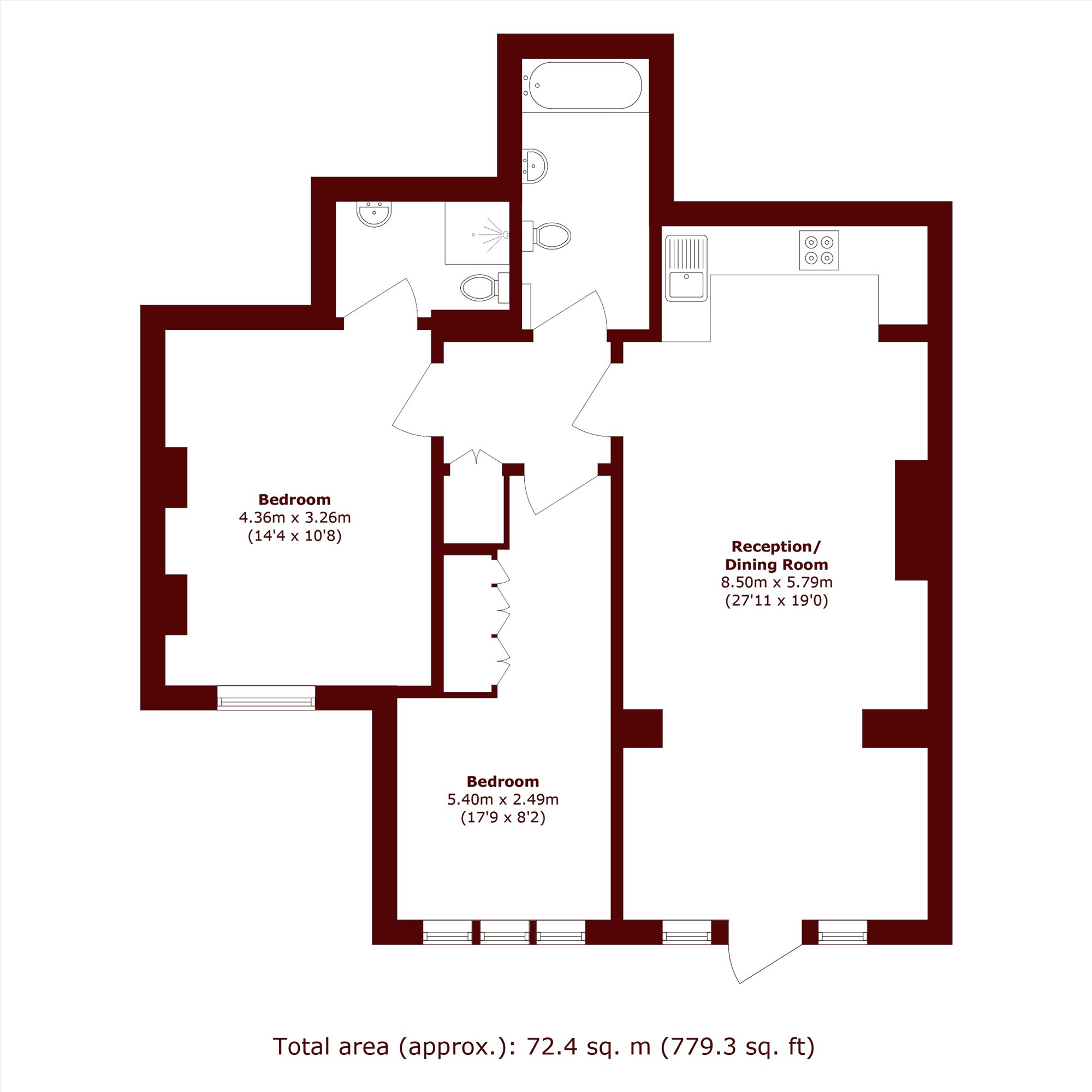 Flat 6, 110, Christchurch Road, London floorplan