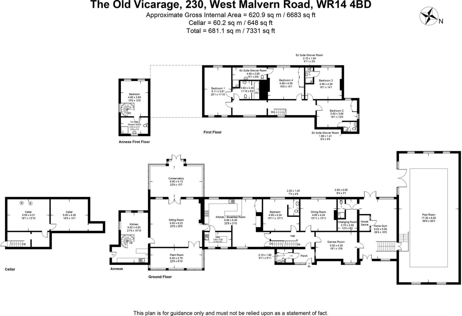 The Old Vicarage, 230 West Malvern Road, Malvern floorplan