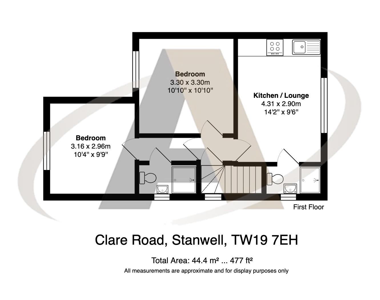 First Floor Flat, 134 Clare Road, Staines-Upon-Thames floorplan