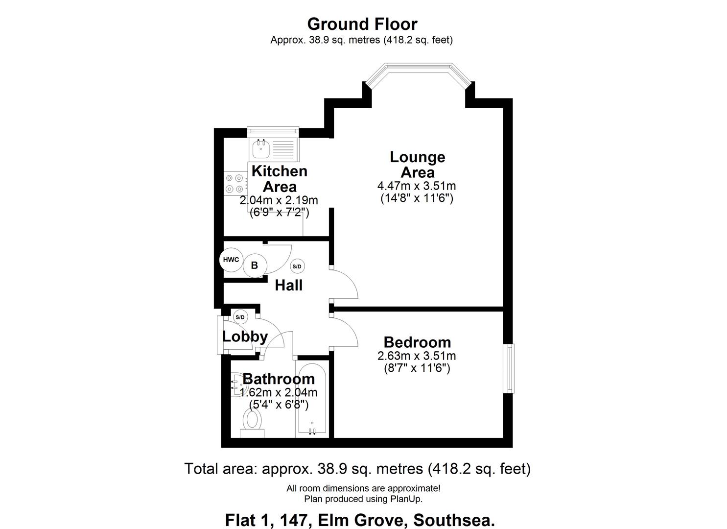 Flat 1, 147, Elm Grove, Portsmouth floorplan