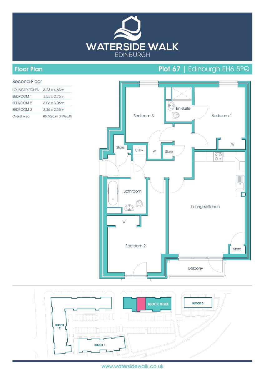 3 Bedrooms Flat for sale in Plot 67, Waterside Walk, Bonnington EH6