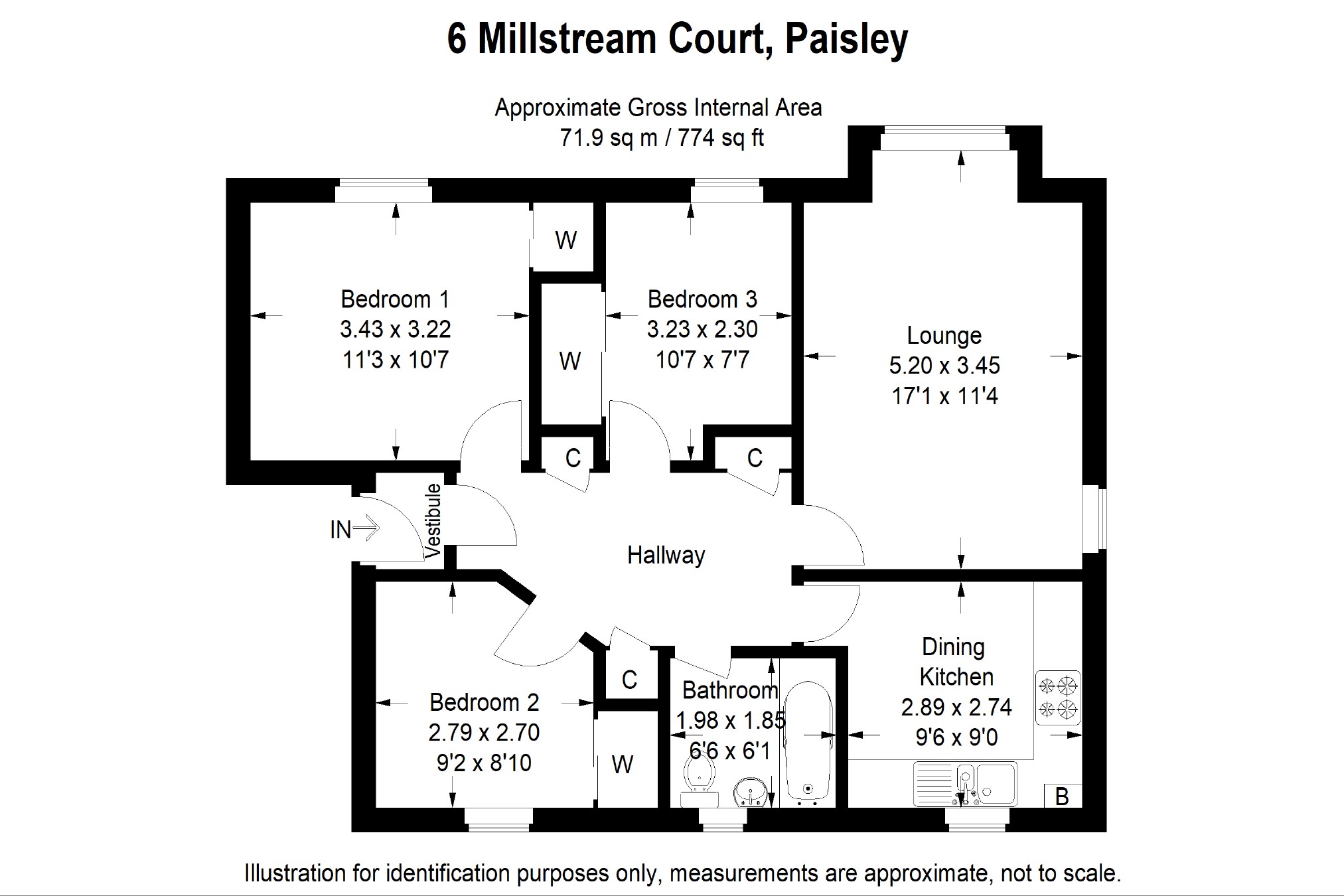3 Bedrooms Flat for sale in Millstream Court, Paisley PA1